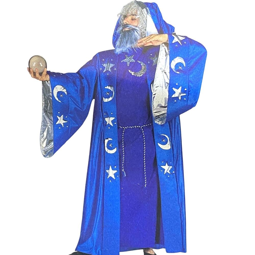 Vintage La Mendola Merlin Wizard Warlock Costume Cloak Smock Adult Large XL Blue